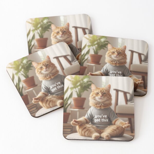Item preview, Yoga ginger cat inspiring quote designed and sold by SueQsArt.