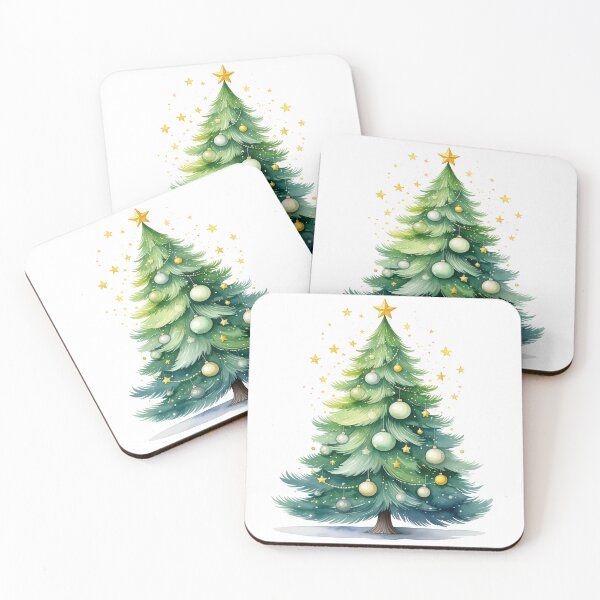 Item preview, Festive Christmas magic, Christmas tree with greenish baubles designed and sold by LiskoDesign.