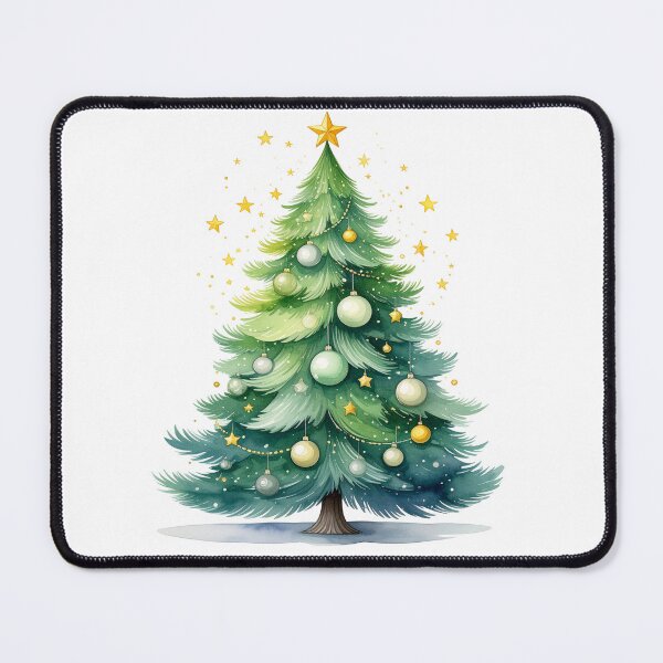 Item preview, Festive Christmas magic, Christmas tree with greenish baubles designed and sold by LiskoDesign.