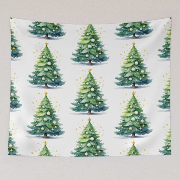 Item preview, Festive Christmas magic, Christmas tree with greenish baubles designed and sold by LiskoDesign.