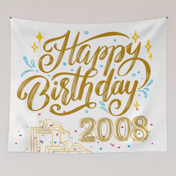 Item preview, Happy 17th Birthday 2008 Gold Script Trendy Milestone Age Teen Gift designed and sold by VibranPalette.