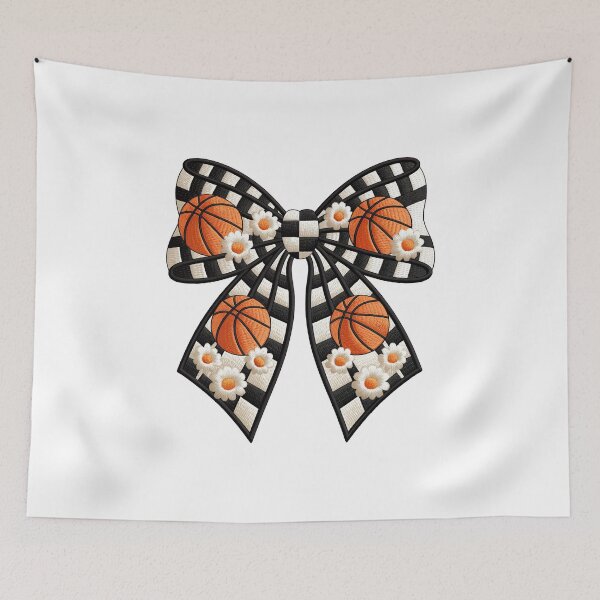 Item preview, embroidery Basketball and Floral Bow  designed and sold by jkrphoto.