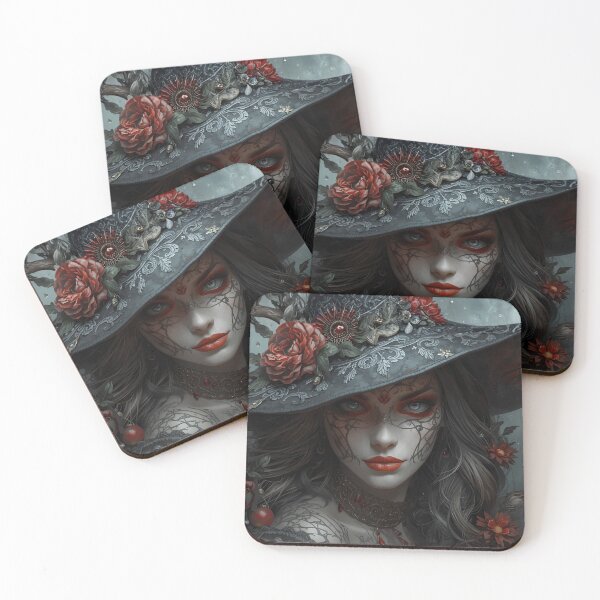 Item preview, The Scarlet Witch of the Autumn Woods – Gothic Fantasy Portrait Art designed and sold by Edenglow Prints & Peculiars.