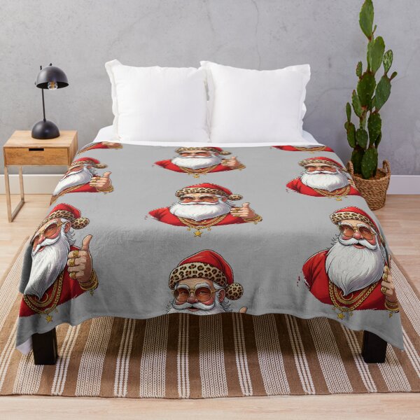 Item preview, Cool Santa Claus – Stylish Christmas Santa with Leopard Print Hat and Gold Jewelry designed and sold by PixelVibe782.