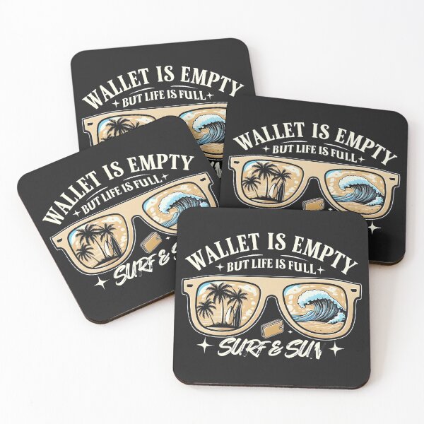 Item preview, Wallet Is Empty But Life Is Full Surf & Sun Retro Beach Vibes T-Shirt designed and sold by Snark & Spark.