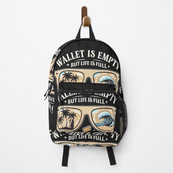 Item preview, Wallet Is Empty But Life Is Full Surf & Sun Retro Beach Vibes T-Shirt designed and sold by GiftLore Studio.