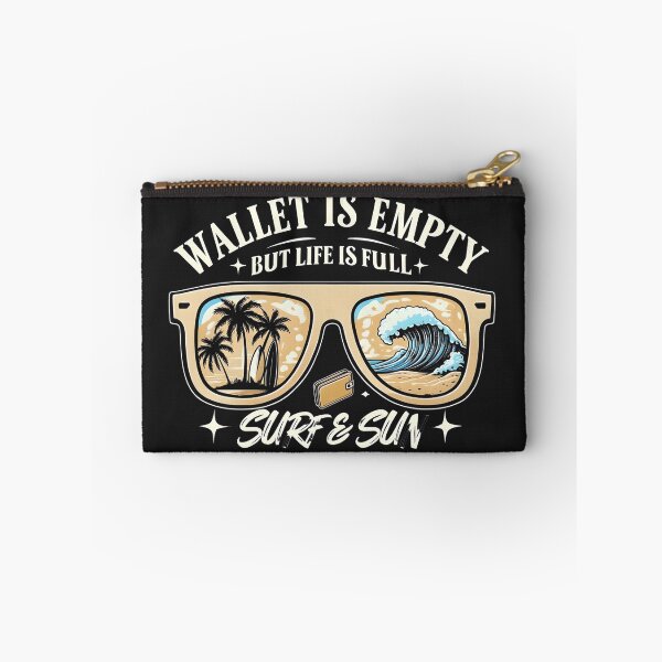 Item preview, Wallet Is Empty But Life Is Full Surf & Sun Retro Beach Vibes T-Shirt designed and sold by GiftLore Studio.