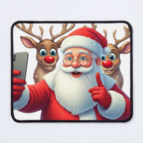 Item preview, Santa Selfie with Reindeer – Fun Christmas Cartoon with Santa Claus and Reindeer designed and sold by PixelVibe782.