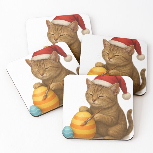 Item preview, Christmas Cat Painting Easter Eggs – Funny Holiday Mix Art designed and sold by P4CHUT.