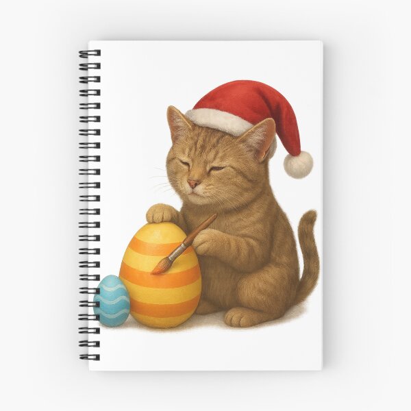 Item preview, Gato navideño pintando huevos de Pascua – Arte divertido y variado para las fiestas designed and sold by P4CHUT.