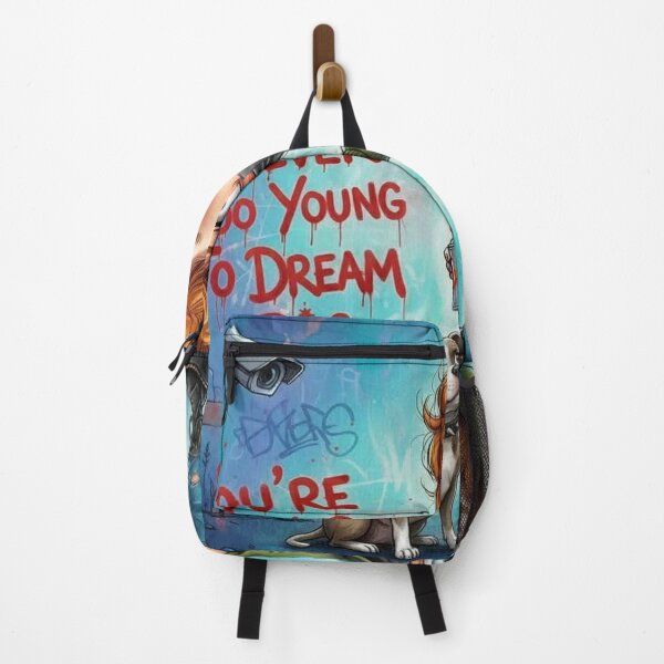 Item preview, Graffiti kid with mask and dog, “You’re Never Too Young To Dream Big” street art cartoon designed and sold by Pixel Pout.