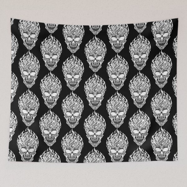 Item preview, Flaming Skull Tattoo Art Design White designed and sold by Skulls & Calaveras.