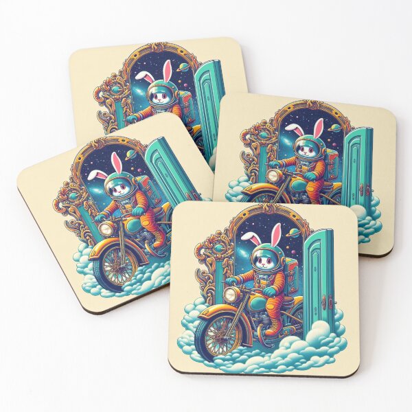 Item preview, "Cosmic Bunny Rider: Interdimensional Motorcycle Escape" designed and sold by Dogandesighn.