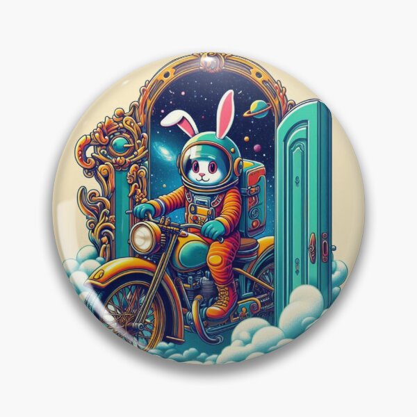 Item preview, "Cosmic Bunny Rider: Interdimensional Motorcycle Escape" designed and sold by Dogandesighn.