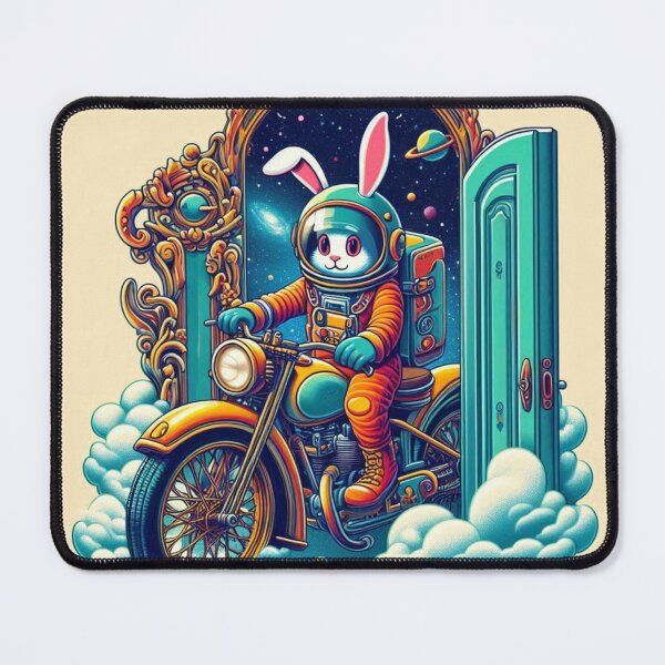 Item preview, "Cosmic Bunny Rider: Interdimensional Motorcycle Escape" designed and sold by Dogandesighn.