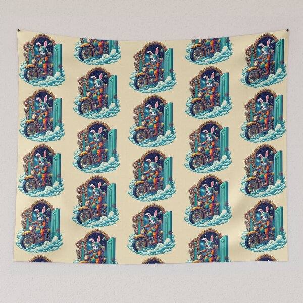Item preview, "Cosmic Bunny Rider: Interdimensional Motorcycle Escape" designed and sold by Dogandesighn.