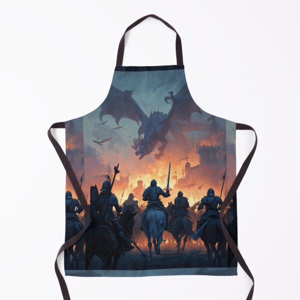 Item preview, Knights charge towards the flaming castle under dragon's watch. designed and sold by Piotrek0001.