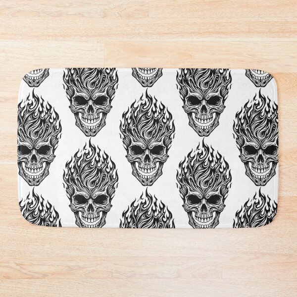 Item preview, Flaming Skull Tattoo Art Design Black  designed and sold by Skulls & Calaveras.