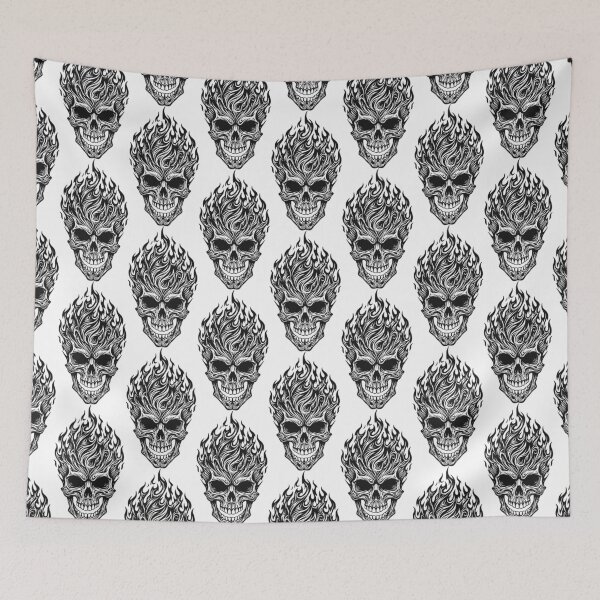 Item preview, Flaming Skull Tattoo Art Design Black  designed and sold by Skulls & Calaveras.