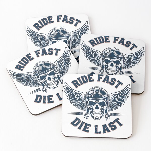 Item preview, Ride Fast Die Last – Vintage Biker Skull with Wings designed and sold by MotoRebel.