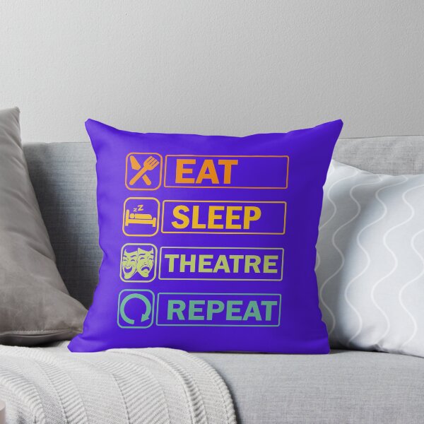 Artikelvorschau, Eat Sleep Theater Repeat. Lustiges Theaterzitat. Geschenk für Theaterliebhaber. entworfen und verkauft von DesignHouse07.