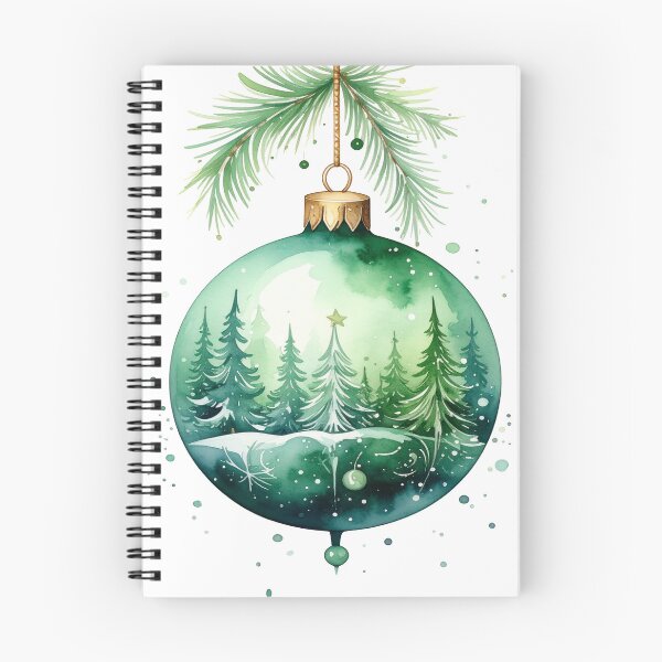 Item preview, Green winter magic, Christmas tree bauble with fir trees and ornaments in watercolor style designed and sold by LiskoDesign.