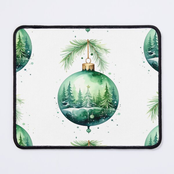 Item preview, Green winter magic, Christmas tree bauble with fir trees and ornaments in watercolor style designed and sold by LiskoDesign.