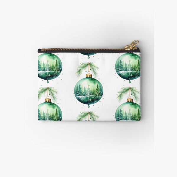 Item preview, Green winter magic, Christmas tree bauble with fir trees and ornaments in watercolor style designed and sold by LiskoDesign.