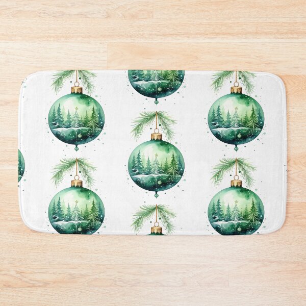 Item preview, Green winter magic, Christmas tree bauble with fir trees and ornaments in watercolor style designed and sold by LiskoDesign.