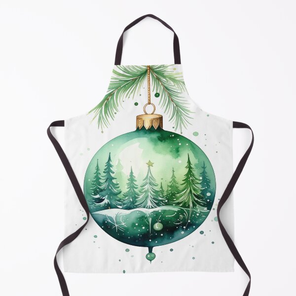 Item preview, Green winter magic, Christmas tree bauble with fir trees and ornaments in watercolor style designed and sold by LiskoDesign.