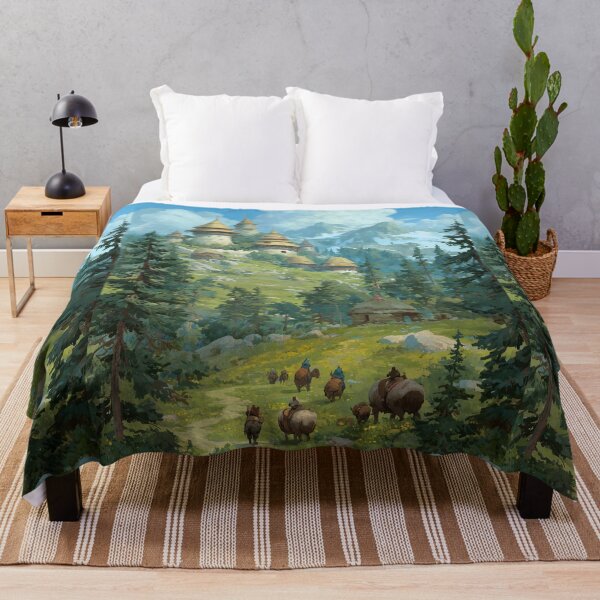 Item preview, Peaceful mountain village with towers amidst green hills. designed and sold by Piotrek0001.