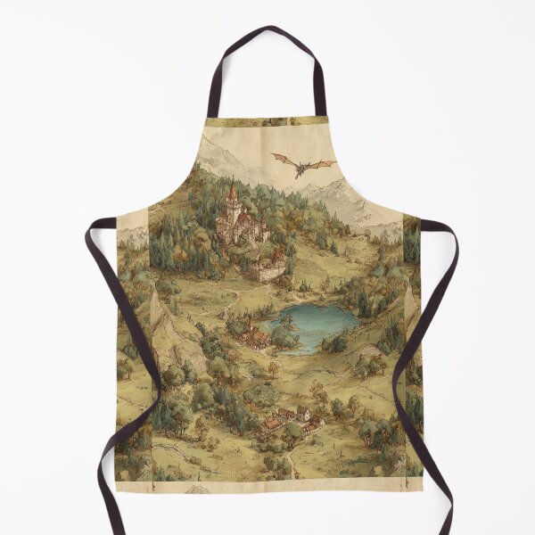 Item preview, Hand drawn map of a fantasy land with flying dragon. designed and sold by Piotrek0001.