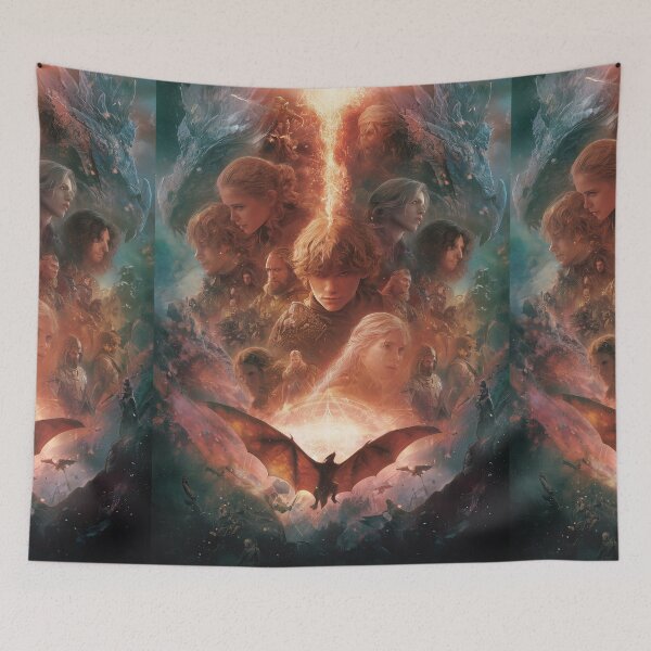 Item preview, Poster featuring heroes of an epic fantasy dragon saga. designed and sold by Piotrek0001.