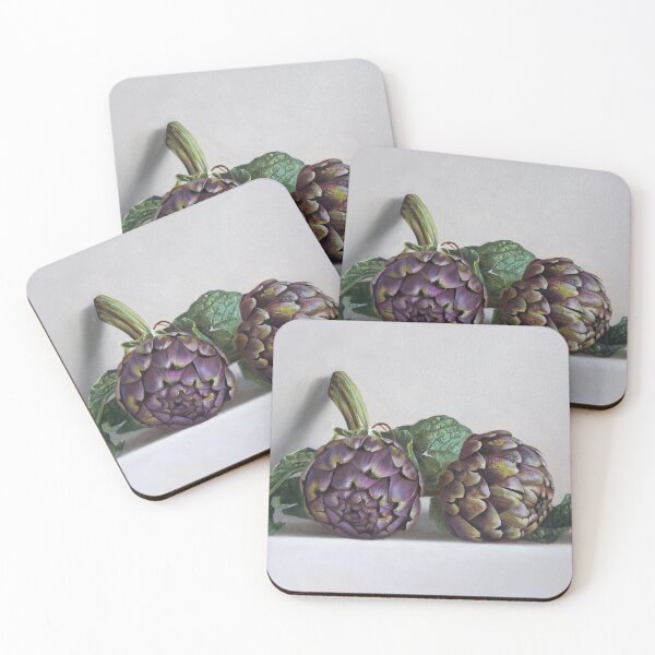 Item preview, Two Purple Artichokes – Realistic Oil Painting Still Life by Lukian designed and sold by LukianArtPrint.