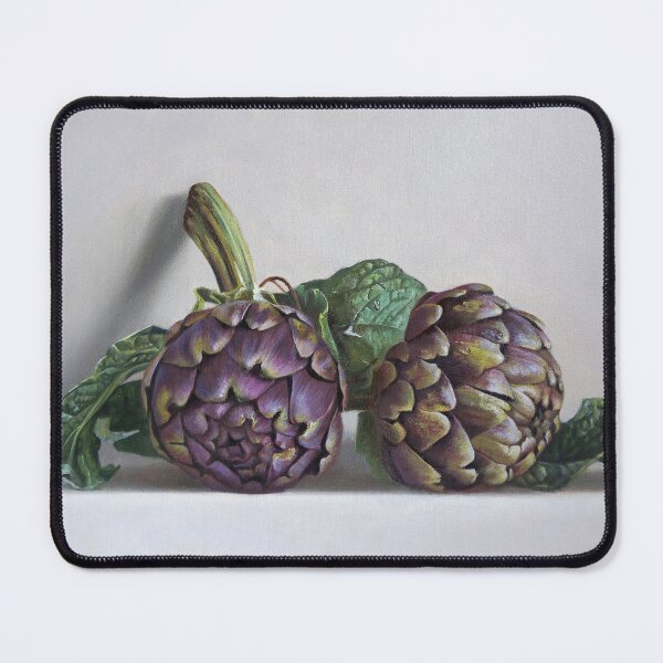 Item preview, Two Purple Artichokes – Realistic Oil Painting Still Life by Lukian designed and sold by LukianArtPrint.