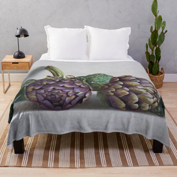 Item preview, Two Purple Artichokes – Realistic Oil Painting Still Life by Lukian designed and sold by LukianArtPrint.