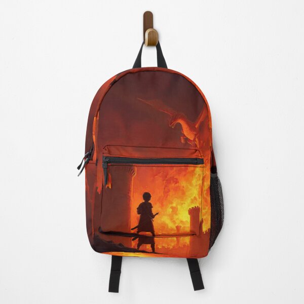 Item preview, A lone hero watches a dragon destroy castle walls. designed and sold by Piotrek0001.