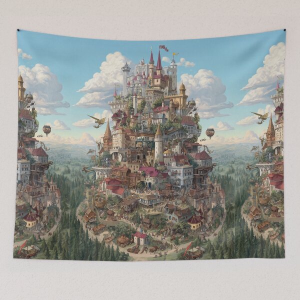 Item preview, Bustling fantasy city built upon a great tall hill. designed and sold by Piotrek0001.