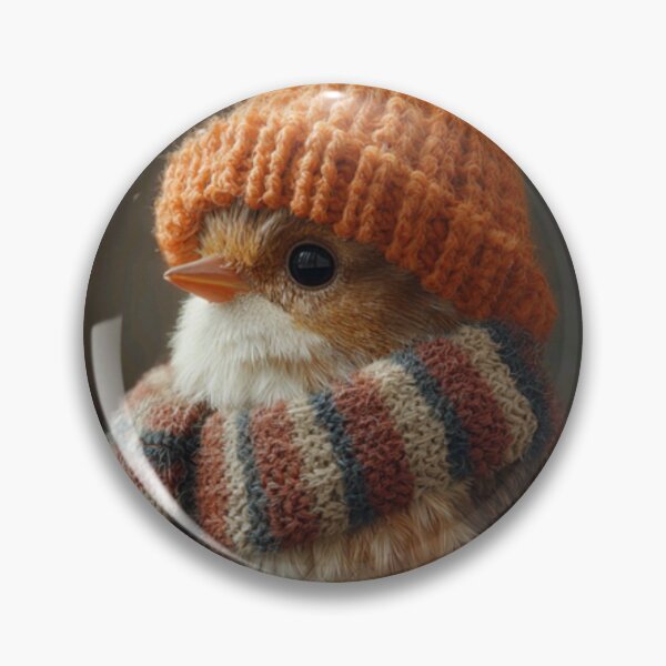 Item preview, Adorable Chickadee Wearing a Crocheted Hat and Warm Boots Thanksgiving Design designed and sold by MakersFolly.