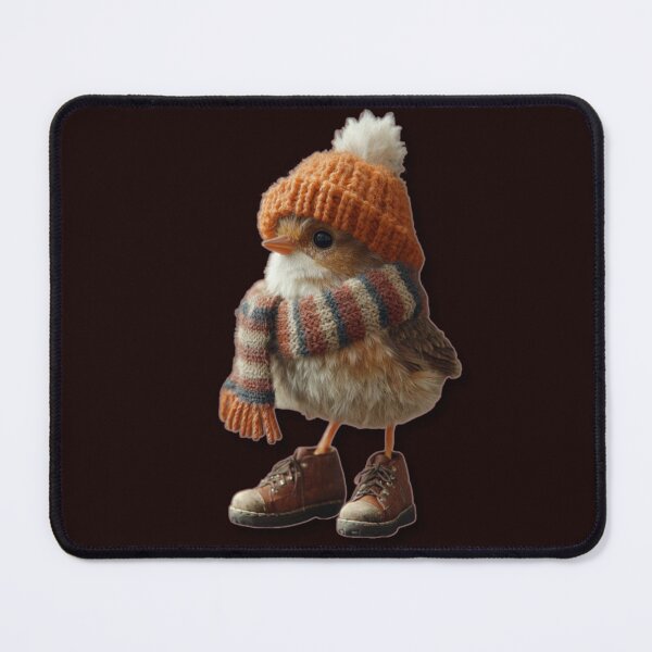 Item preview, Adorable Chickadee Wearing a Crocheted Hat and Warm Boots Thanksgiving Design designed and sold by MakersFolly.