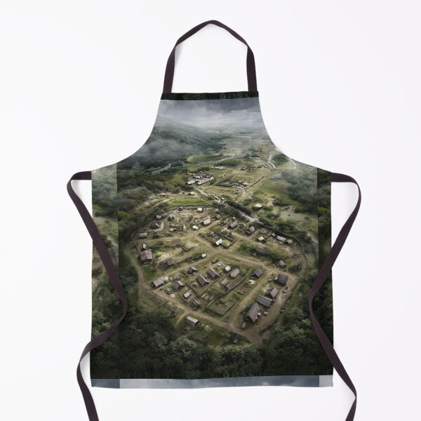 Item preview, An aerial view of an old medieval settlement village. designed and sold by Piotrek0001.