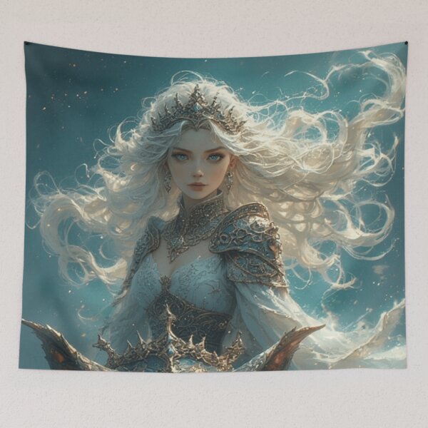 Item preview, Majestic Fantasy Queen with Mythical Beast – Enchanted Royal Artwork designed and sold by AI ART Studio.