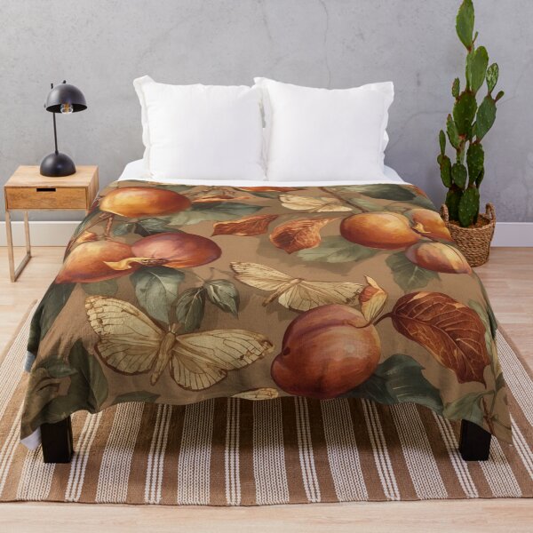 Item preview, Golden Orchard Botanical Pattern – Plums, Figs & Moths In Warm Gilded Tones designed and sold by Esterlane.