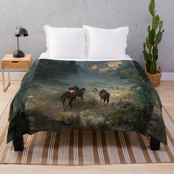 Item preview, Knights on horseback travel towards an ancient stone fortress. designed and sold by Piotrek0001.