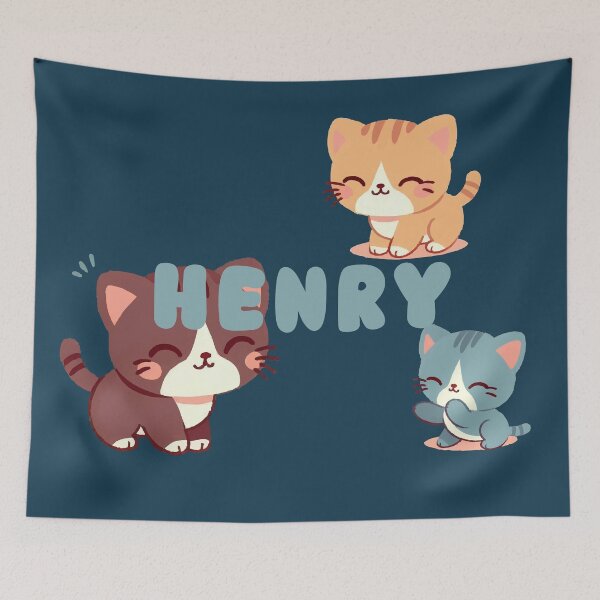 Item preview, Cute Cats and Name Henry – Kawaii Personalized Design designed and sold by karolinahinc.