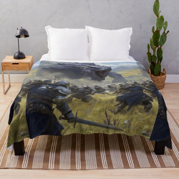 Item preview, An army of knights battles a colossal beast monster. designed and sold by Piotrek0001.