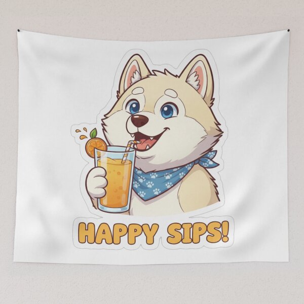Item preview, Sipping Orange Juice, Happy Husky designed and sold by Artenode.