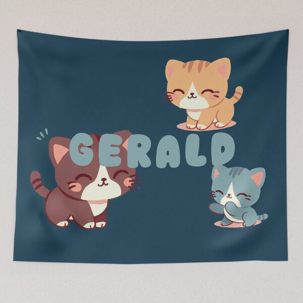 Item preview, Cute Cats and Name Gerald – Kawaii Personalized Design designed and sold by karolinahinc.