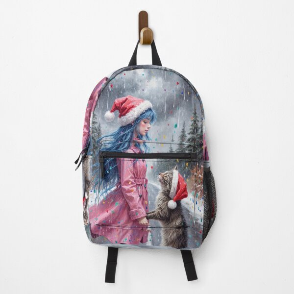 Item preview, Girl Wearing a Santa Hat with a Christmas Cat designed and sold by M-Y-A-R-T-.
