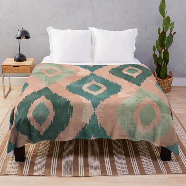 Item preview, Emerald Ikat Pattern – Teal & Beige Boho Modern Design designed and sold by Esterlane.